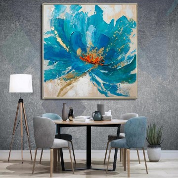 Fleur bleue colorée abstraite par texture de décor de mur de couteau de palette Peinture à l'huile